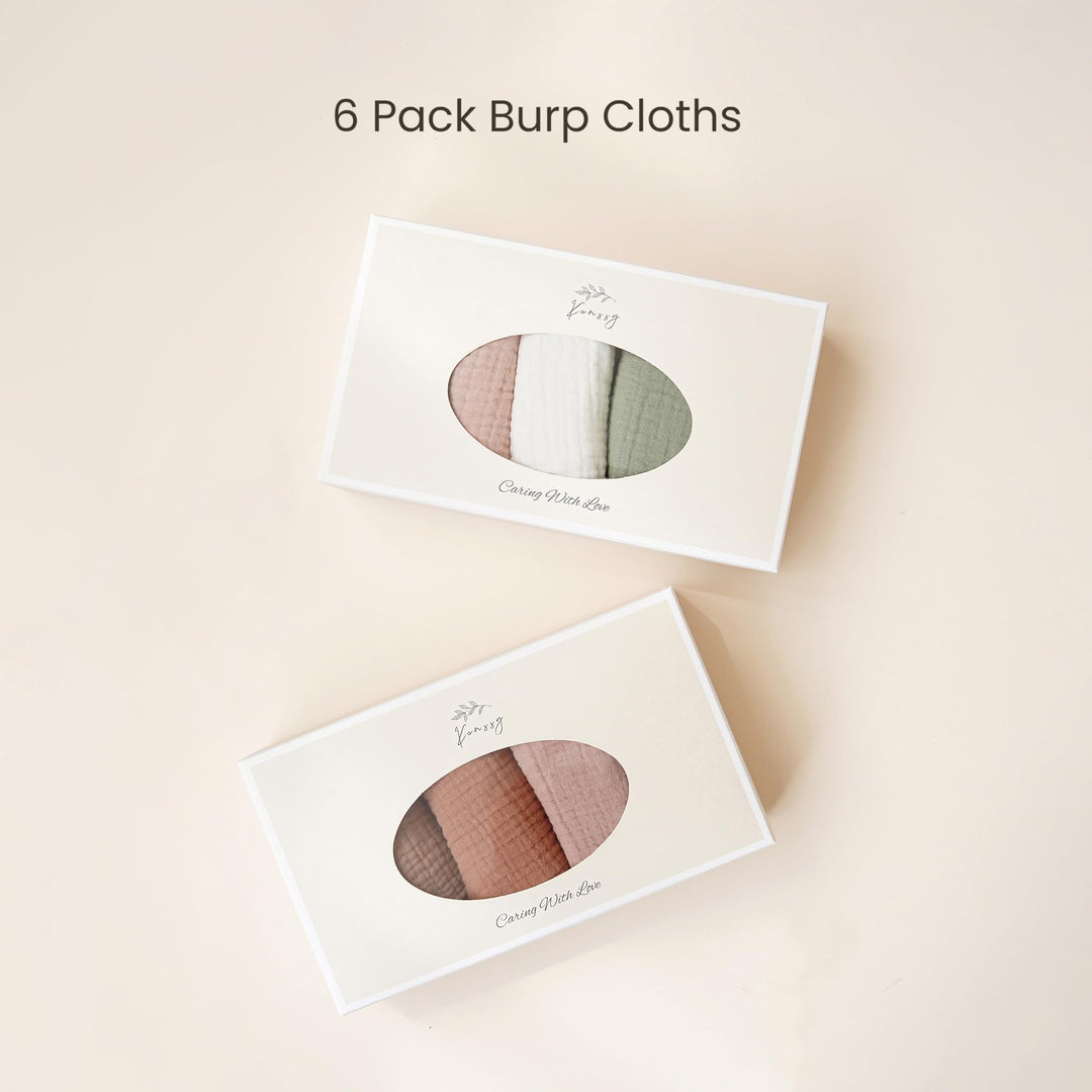 Konssy 6-Pack Thick Muslin Baby Burp Cloths, 6-Layer Ultra Soft Cotton - Changtiao-1Dai-New - image 6