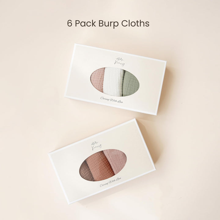 Konssy 6-Pack Thick Muslin Baby Burp Cloths, 6-Layer Ultra Soft Cotton - Changtiao-1Dai-New - image 6