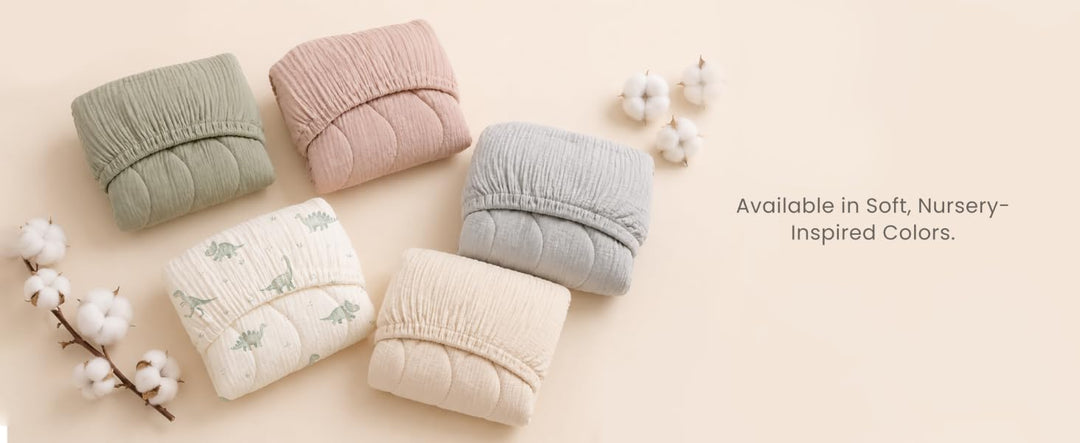 Konssy 2 Pack Quilted Muslin Changing Pad Cover, Waterproof Layer 32" x 16" - product details 7