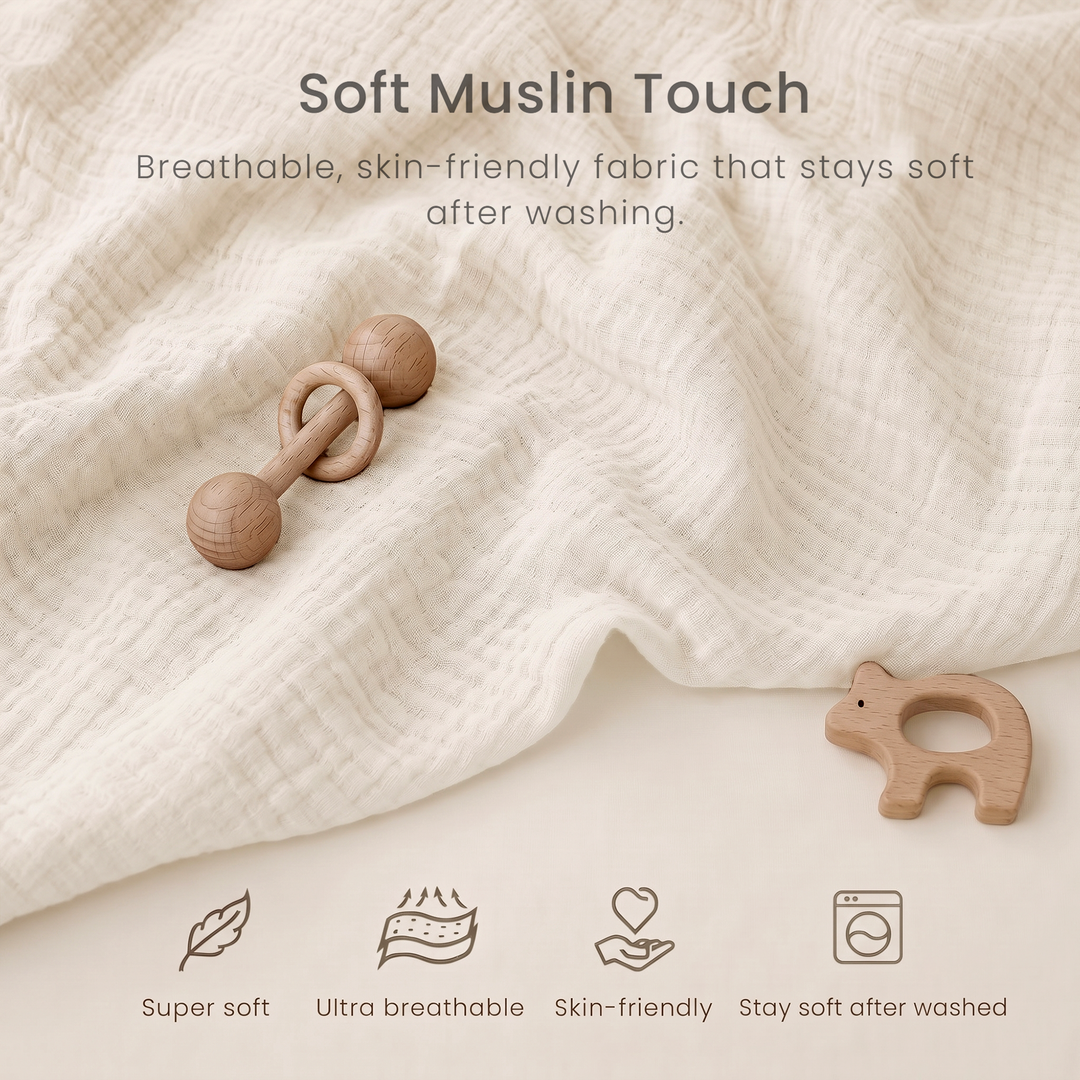 Konssy Muslin Changing Pad with Waterproof Lining Foam, Includes 2 Pack Soft & Cotton Cover, Baby Diaper Changing Pad for Dresser or Table, 32x18 inches