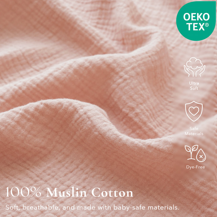 Konssy Muslin Crib Sheets for Girl Boy, 2 PCS Soft and Breathable Cotton Baby Sheets for Standard Crib Mattress, 52"x 28" (Floral, Pink)