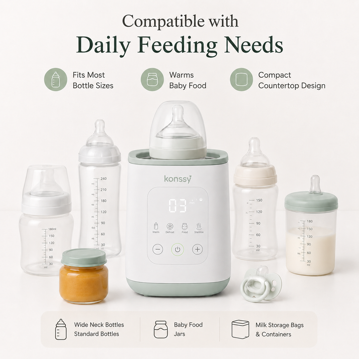 Konssy Baby Bottle Warmer, 4-in-1 Milk Warmer and Sterilizer for Breastmilk