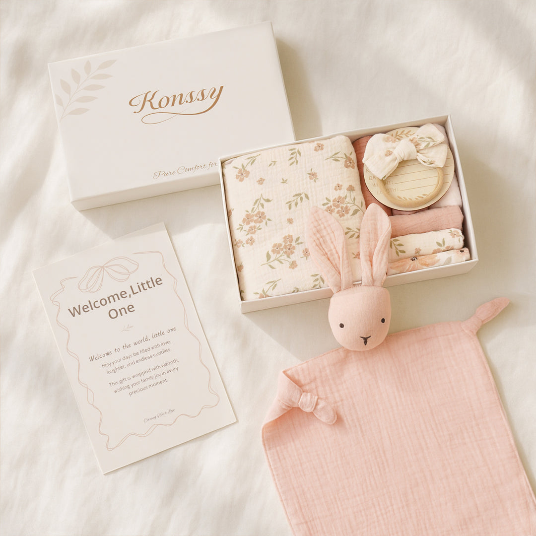 Konssy Baby Shower Gifts, Baby Girl Newborn Essentials Set, Gender Reveal Gifts