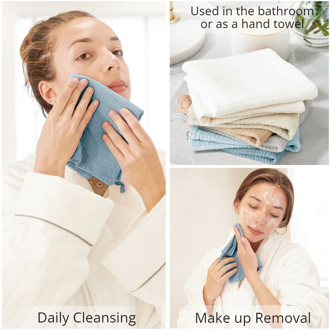 Konssy 7-Pack Ultra Soft Muslin Cotton Face Wash Cloths