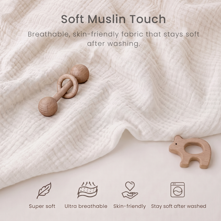 Konssy Muslin Changing Pad with Waterproof Lining Foam, Includes 2 Pack Soft & Cotton Cover, Baby Diaper Changing Pad for Dresser or Table, 32x18 inches