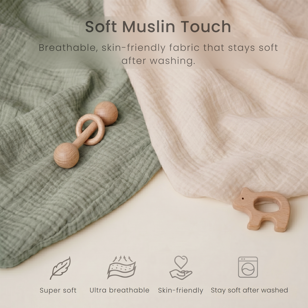 Konssy Muslin Changing Pad with Waterproof Lining Foam, Includes 2 Pack Soft & Cotton Cover, Baby Diaper Changing Pad for Dresser or Table, 32x18 inches