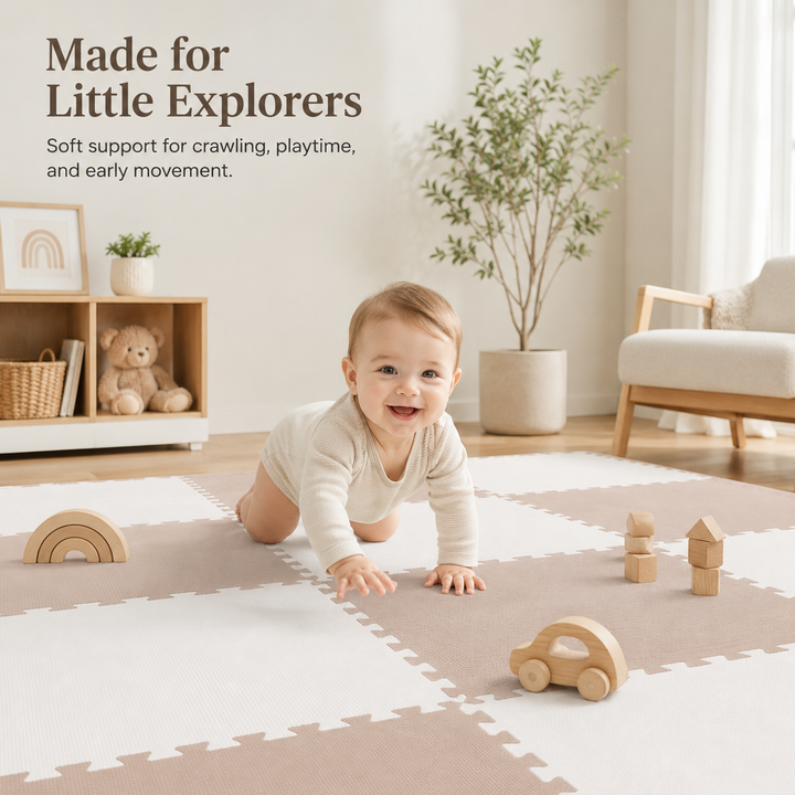Konssy Baby Foam Play Mat, Interlocking EVA Floor Tiles, Waterproof Crawling Mat for Nursery and Playroom