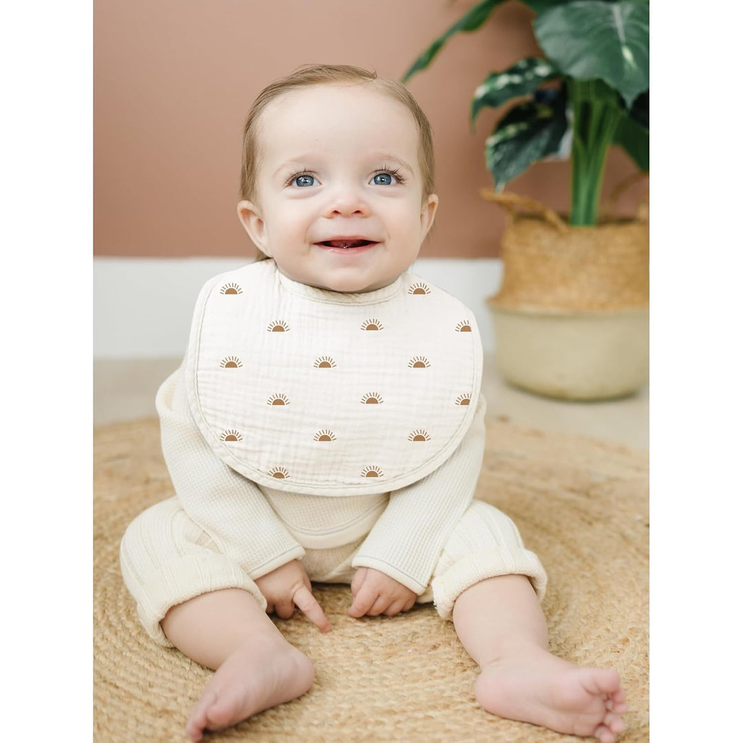 Konssy 8-Pack Muslin Baby Bibs, Adjustable Fit for Drooling and Teething Soft Absorbent, Drool Bibs for Baby Boys Girls, Cotton Front with Fleece Backing, Newborn to Toddler 0-36M