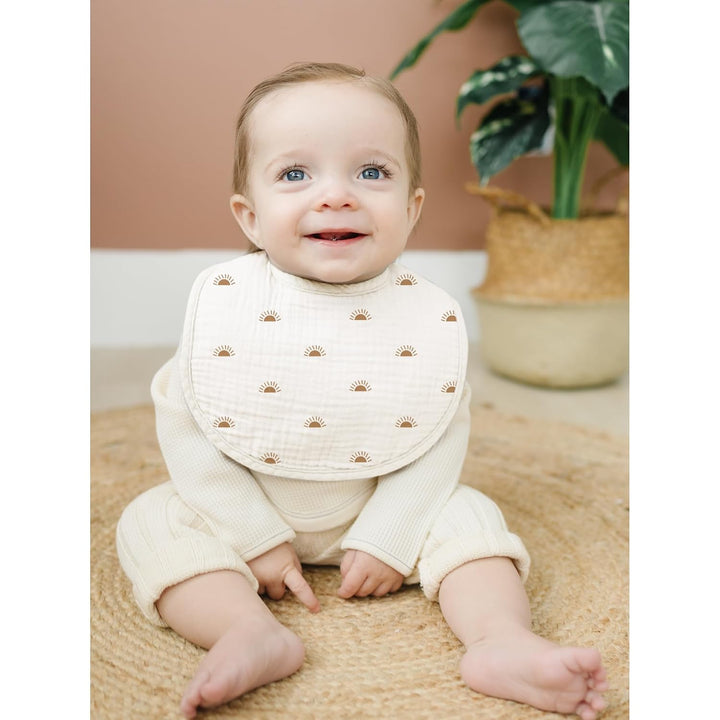 Konssy 8-Pack Muslin Baby Bibs, Adjustable Fit for Drooling and Teething Soft Absorbent, Drool Bibs for Baby Boys Girls, Cotton Front with Fleece Backing, Newborn to Toddler 0-36M