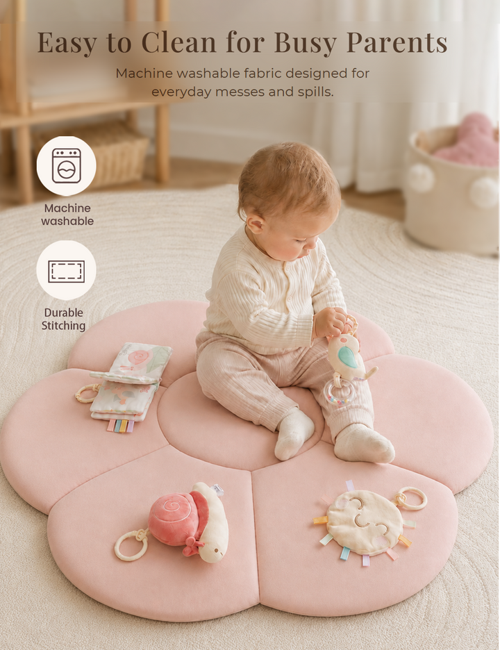 Konssy Baby Play Gym & Activity Mat, Oversized Flower-Shaped Tummy Time Mat