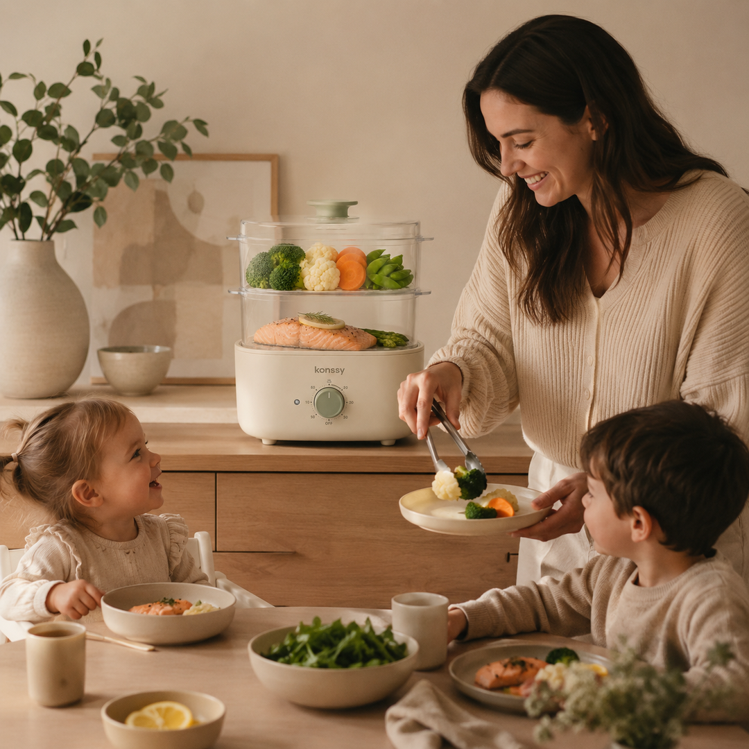 Konssy Electric Food Steamer, 2-Tier Vegetable Steamer with BPA-Free Baskets