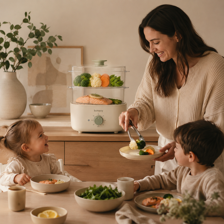 Konssy Electric Food Steamer, 2-Tier Vegetable Steamer with BPA-Free Baskets