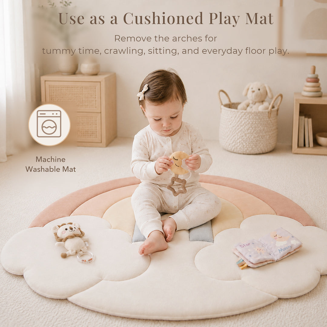 Konssy Baby Play Gym & Activity Mat, Oversized Flower-Shaped Tummy Time Mat