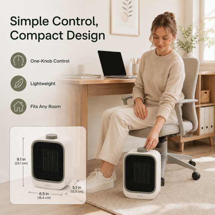 Konssy Portable Space Heater, PTC Ceramic Electric Heater with Thermostat