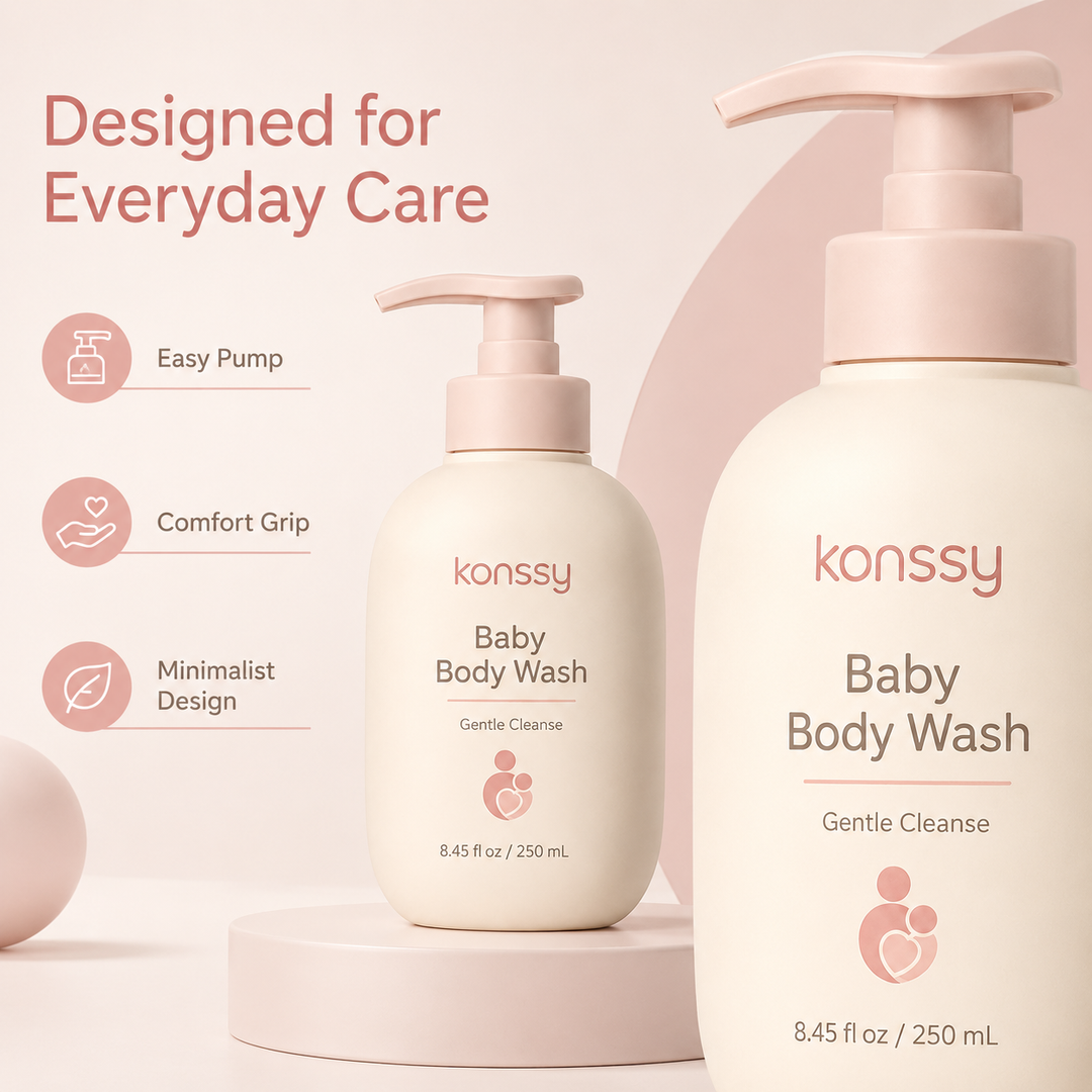 Konssy Baby Body Wash, Gentle Daily Cleanser with Soft Lather and Easy Rinse