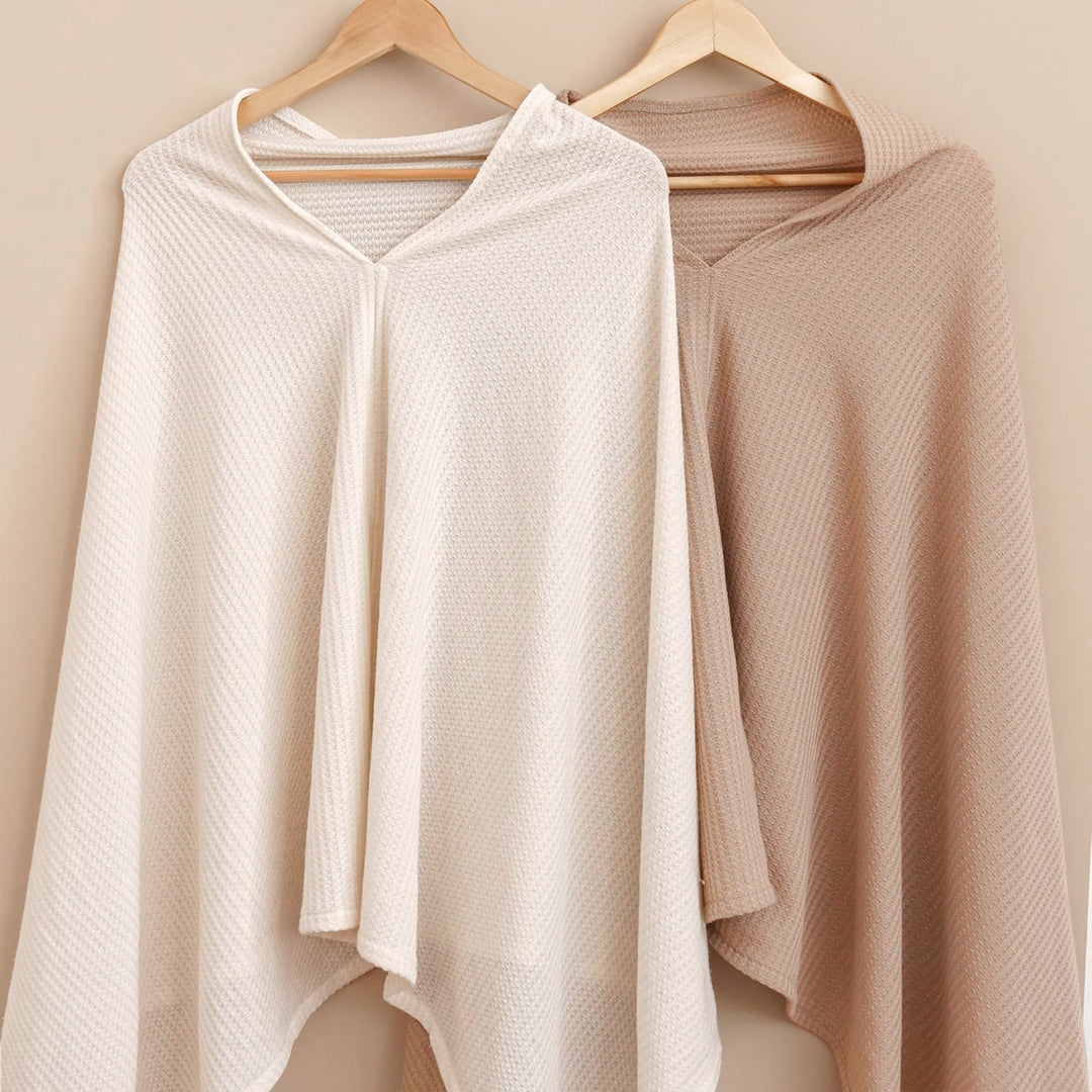 Konssy Nursing Cover for Breastfeeding, Soft & Breathable Privacy Poncho, Multi-Use Feeding Shawl, Comfortable & Portable Breastfeeding Cover for Women (Beige)