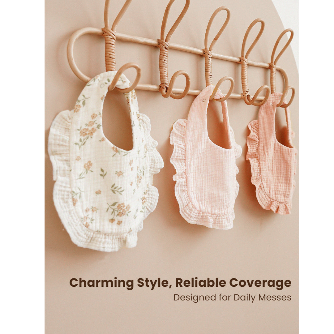 Konssy Muslin Baby Bibs for Girls – Soft 100% Cotton Drool Bibs