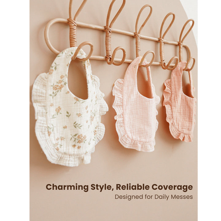 Konssy Muslin Baby Bibs for Girls – Soft 100% Cotton Drool Bibs