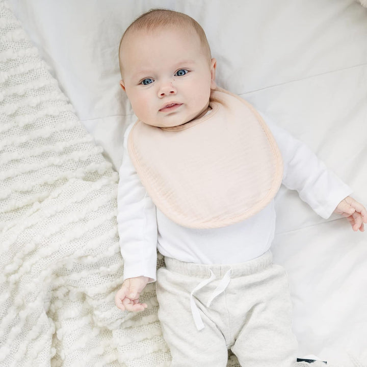 Konssy 8-Pack Muslin Baby Bibs, Adjustable Fit for Drooling and Teething Soft Absorbent, Drool Bibs for Baby Boys Girls, Cotton Front with Fleece Backing, Newborn to Toddler 0-36M