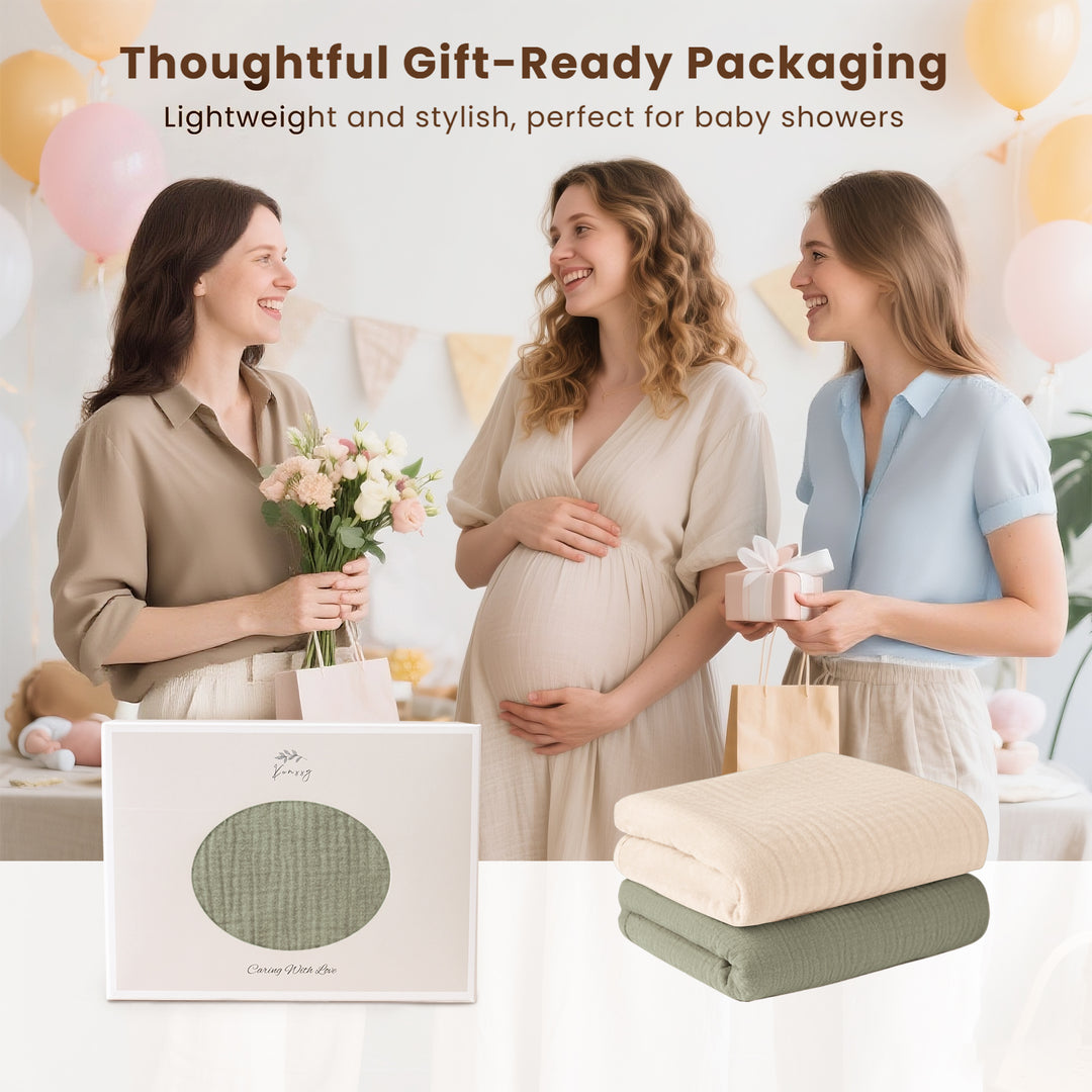 Konssy 2 Pack Waterproof Muslin Cotton Portable Changing Pad 30"x 17", Soft & Foldable Baby Changing Mat Travel Pad with Terry Backing, Shower Gift for Newborn Girls Boys