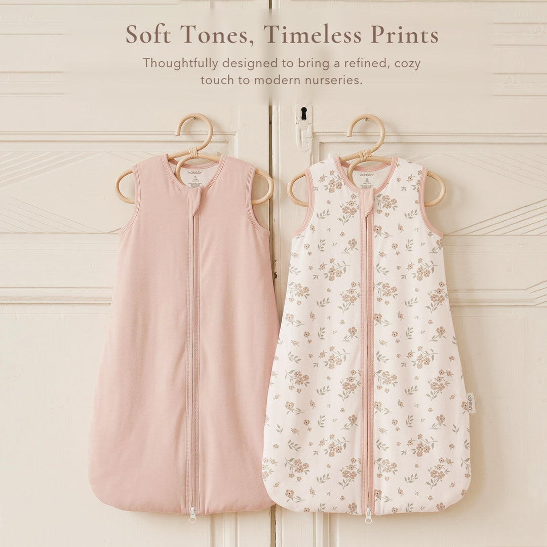 Konssy Rayon Made from Bamboo Baby Sleep Sack, 1.0 TOG Quilted Baby Wearable Blanket with 2-Way Zipper, Sleeping Bag