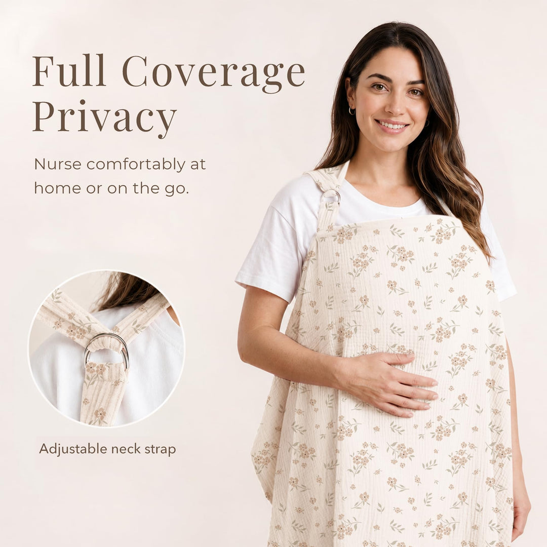 Konssy Muslin Nursing Cover Up for Breastfeeding with Rigid Hoop - shuangceng-buruzhao-jufenhua-Xin - image 2