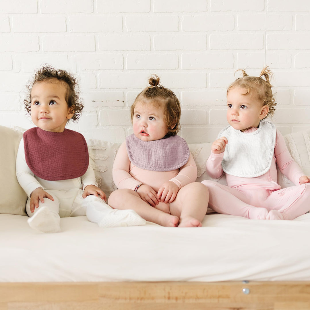 Konssy 8-Pack Muslin Baby Bibs, Adjustable Fit for Drooling and Teething - Red - image 4