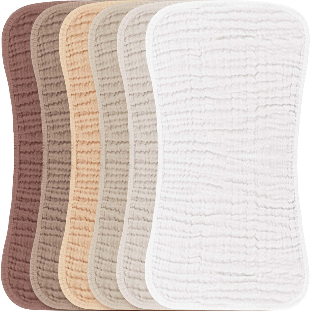 Konssy 6 Pack Large Muslin Baby Burp Cloths and Burp Rags Set for Newborn - Earthy Nature - image 1
