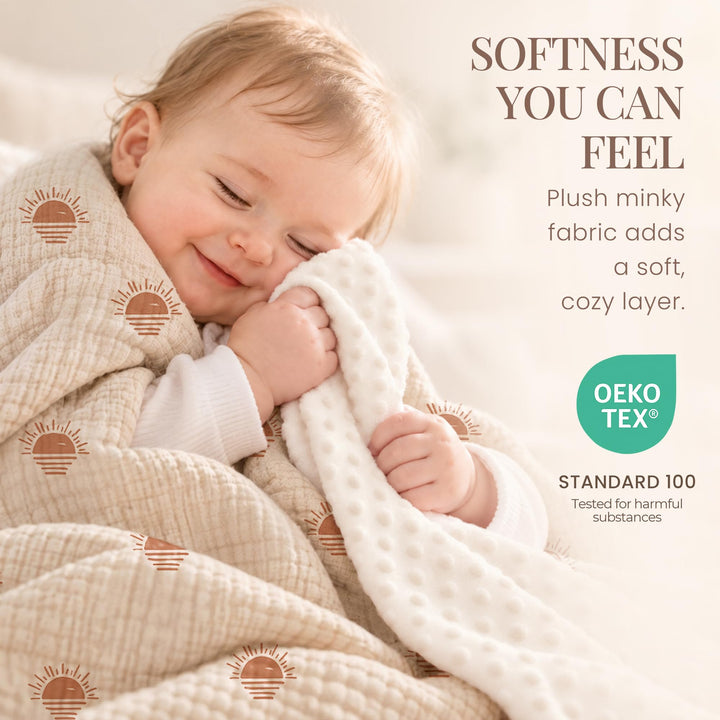 Konssy Soft Muslin Baby Blanket for Unisex Boys & Girls, 30 x 40 Inch - Afterglow - image 8