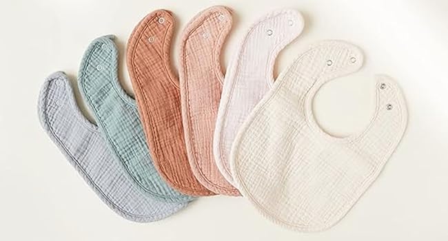 Konssy 6-Pack Muslin Cotton Baby Bibs for Drooling and Teething - product details 3
