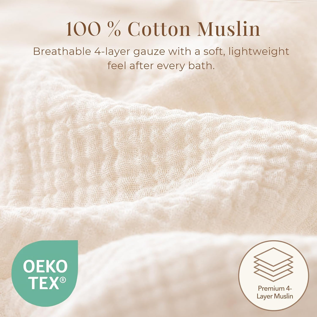 Konssy 100% Muslin Cotton Baby Hooded Towel, Soft Absorbent Bath Towel for Newborns, Infants and Toddlers, Baby Gift and Newborn Essentials with Lace Ruffle Hood - Soft Blooms - B0GY76M1DR image 5