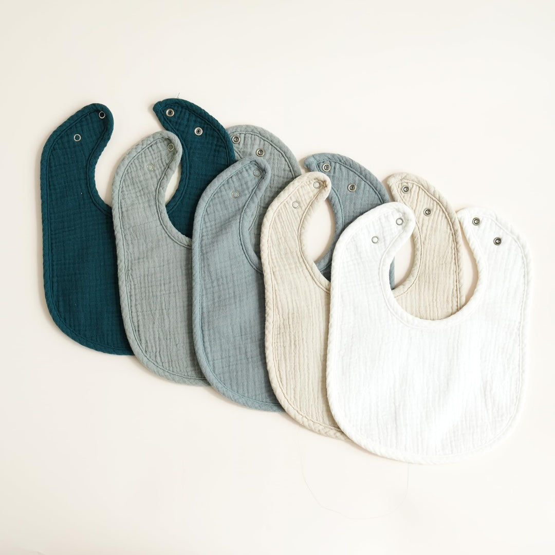 Konssy 10-Pack Muslin Baby Bibs for Drooling and Teething - Fog Blue - image 8