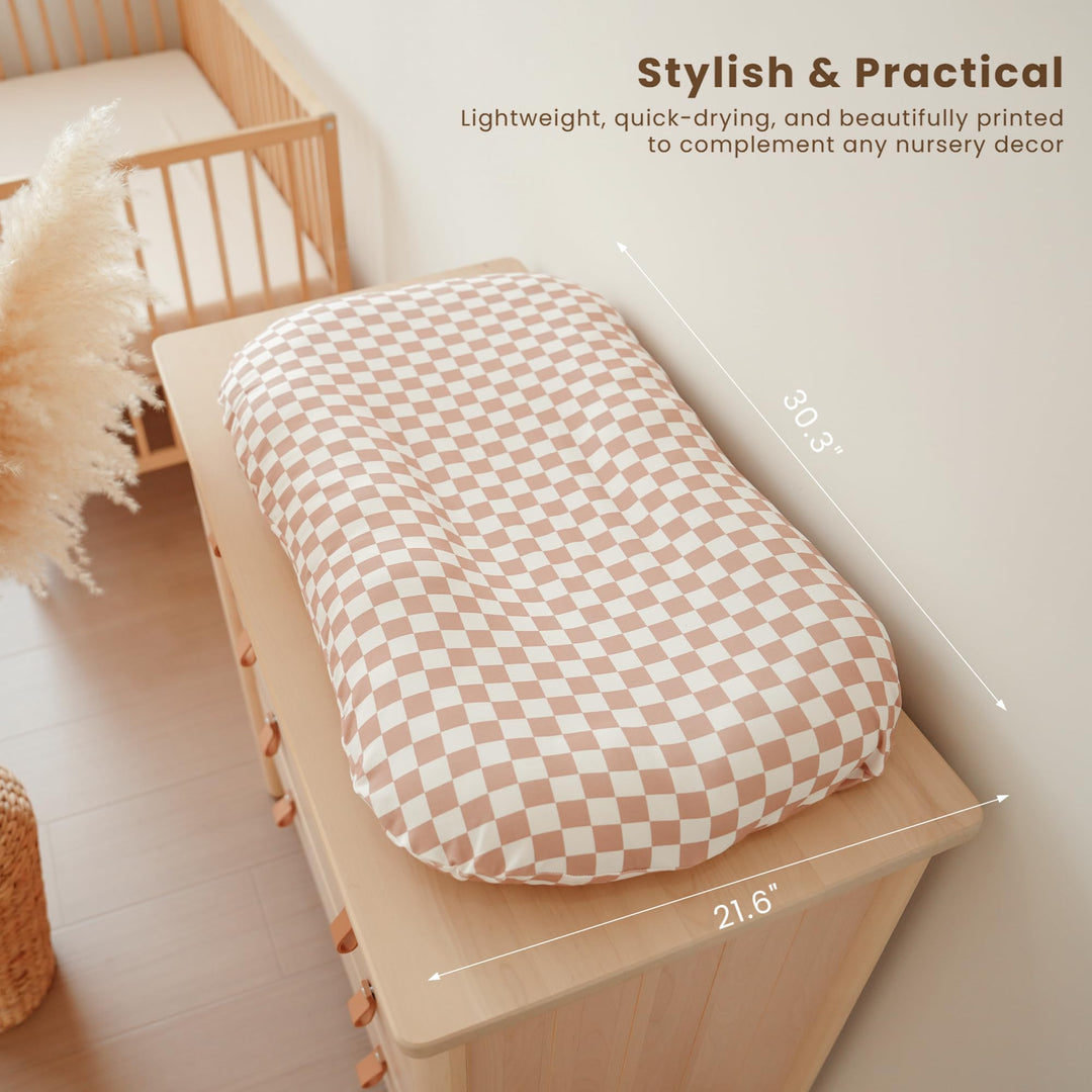 Konssy 2 Pack Baby Lounger Cover, Stretchy Infant Slipcover, Covers Only - Coffee Check,Moon - image 5