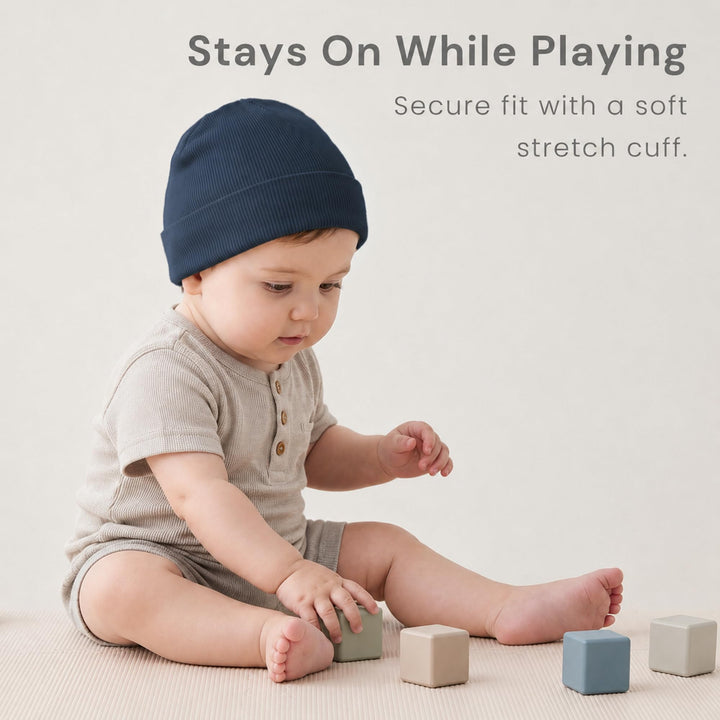 Konssy 6 Pack Baby Beanie Hats for Newborn Infant Girls Boys, 0-6 Months - Xiao-Yuanmao-4Dai-Lan-Xin - image 4