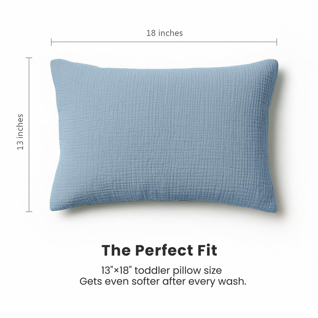 Konssy 2 Pack Muslin Toddler Pillowcases, Soft Baby Pillow Cases, 13"x18" - Star,Blue - image 4
