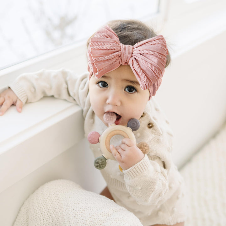 Prohouse 8 Pack Baby Bows Headbands for Girls, Newborn Nylon Headbands - Beige - image 5