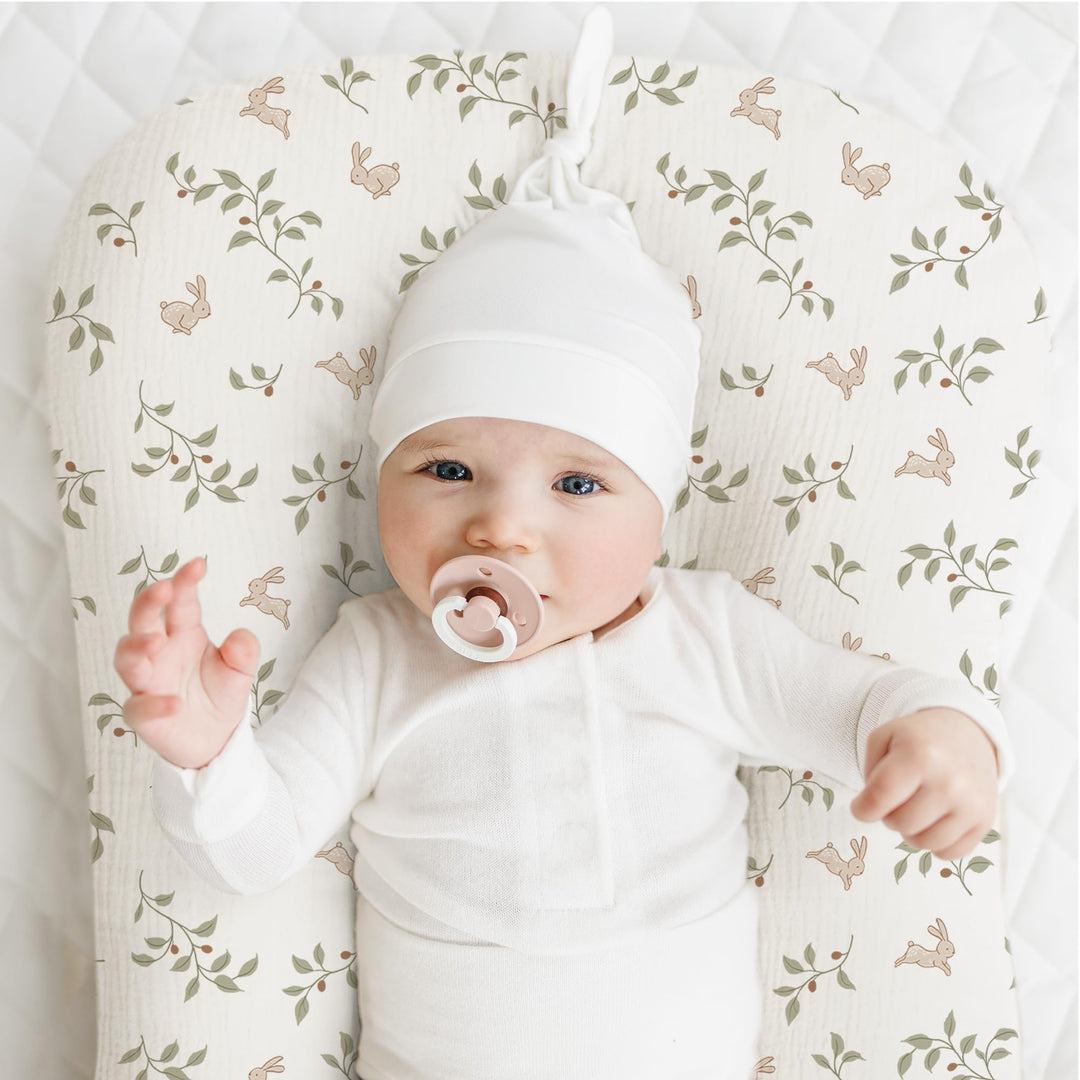 Konssy 2 Pack Muslin Baby Lounger Covers, Covers Only, 30.7" x 20" - Rabbit,Fog Green - image 3