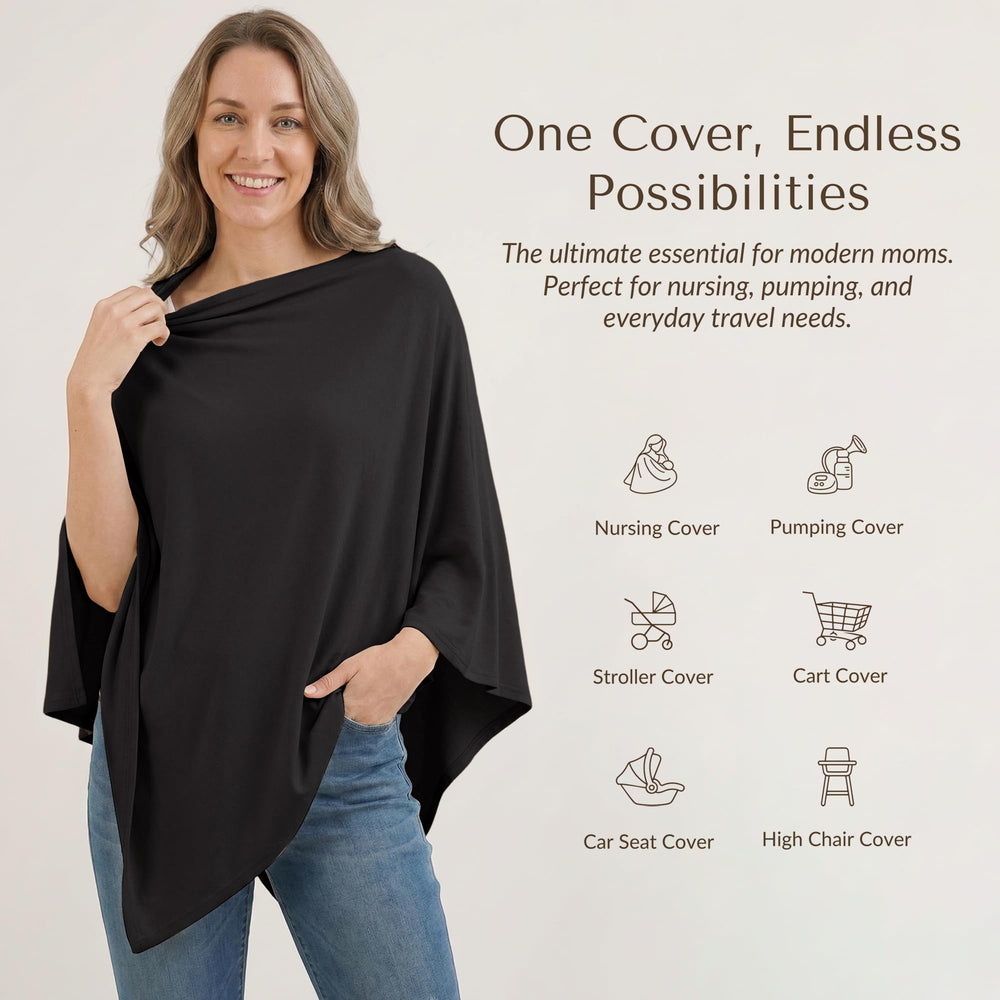 Konssy Rayon Made from Bamboo Nursing Cover for Breastfeeding - Black - image 2