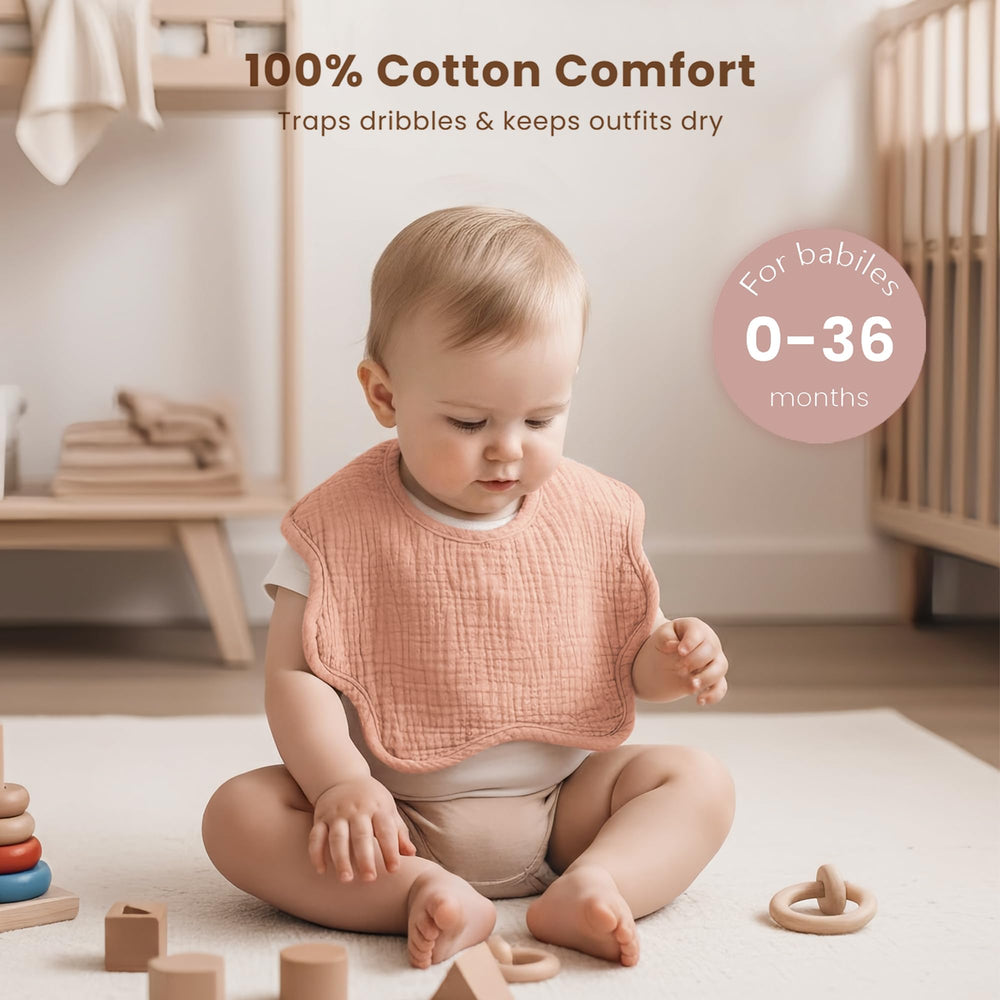 Konssy 8-Pack Muslin Baby Bibs for Teething and Drooling - Flower - image 2