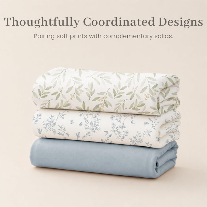 Konssy 2-Pack Stretchy Swaddle Blankets, Baby Receiving Blankets, 41"x41" - Blue, Blue Flower - image 7
