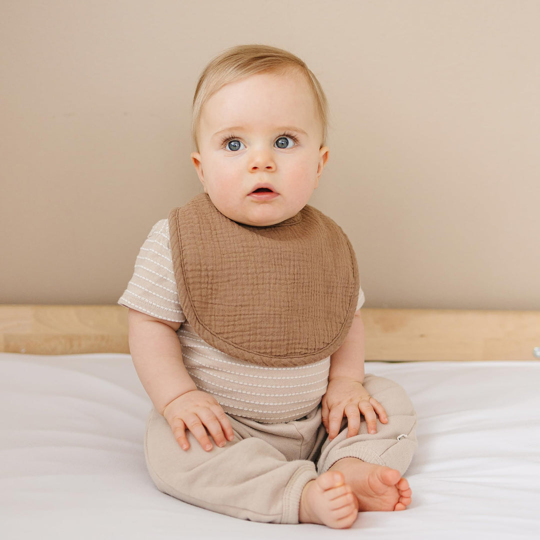 Konssy 8-Pack Muslin Baby Bibs, Adjustable Fit for Drooling and Teething - Terracotta - image 4