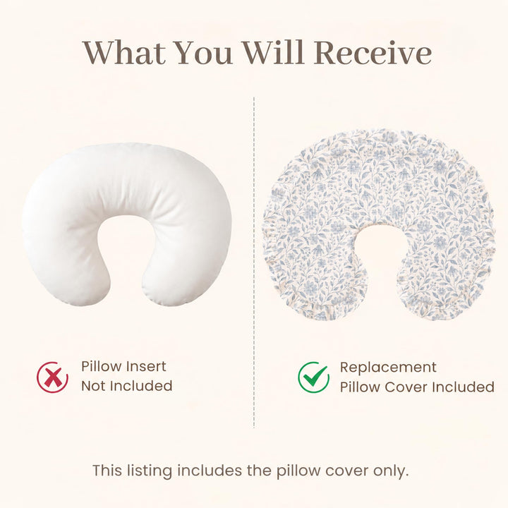 Konssy 100% Muslin Cotton Soft Nursing Pillow Cover with Ruffle Trim - Blue Flower - image 6