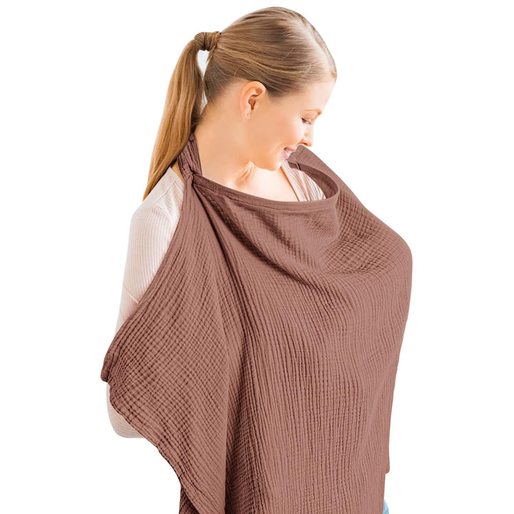Konssy Muslin Nursing Cover Up for Breastfeeding with Rigid Hoop 100% Cotton Nursing Apron, Lightweight & Breathable, Carseat Canopy, Breast Feeding Covers for Women