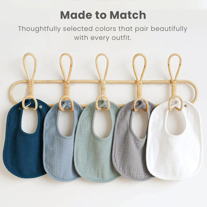 Konssy 8-Pack Muslin Baby Bibs, Adjustable Fit for Drooling and Teething - Blue - image 8