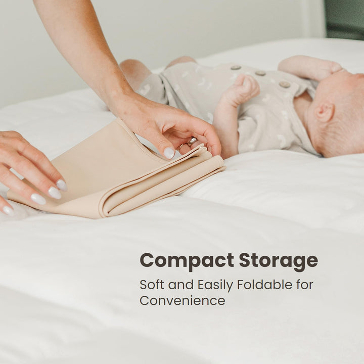 Konssy Faux Leather Waterproof Baby Changing Mat 2 Pack, Regular, 32"x20" - Blush,Beige - image 5