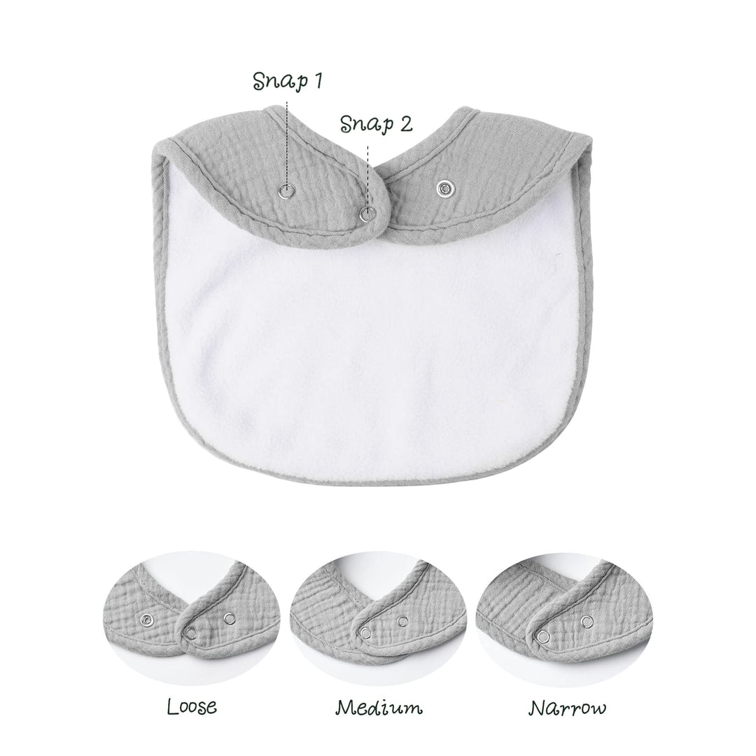 Konssy 8-Pack Muslin Baby Bibs, Adjustable Fit for Drooling and Teething - Neutral - image 2