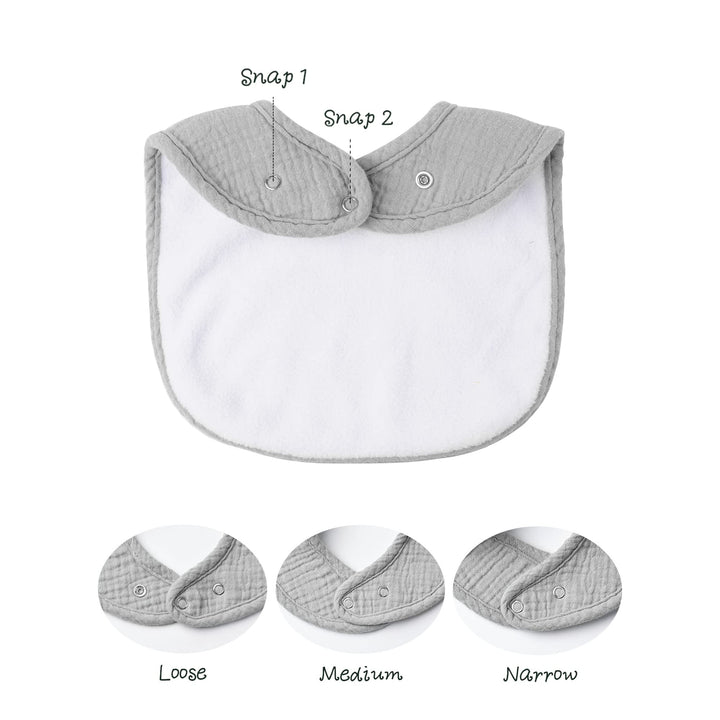 Konssy 8-Pack Muslin Baby Bibs, Adjustable Fit for Drooling and Teething - Neutral - image 2