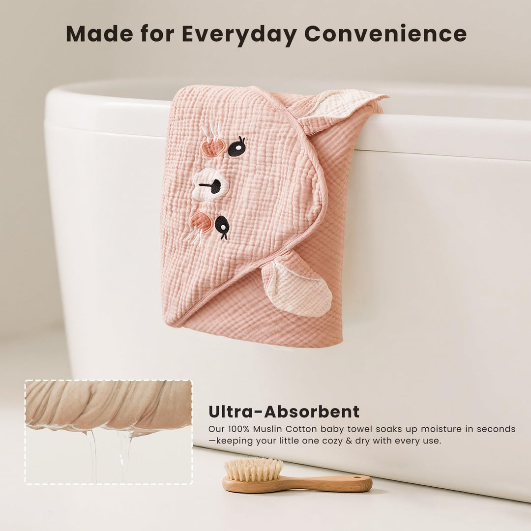 Konssy Muslin Hooded Baby Towels - Rabbit,Dear - image 4