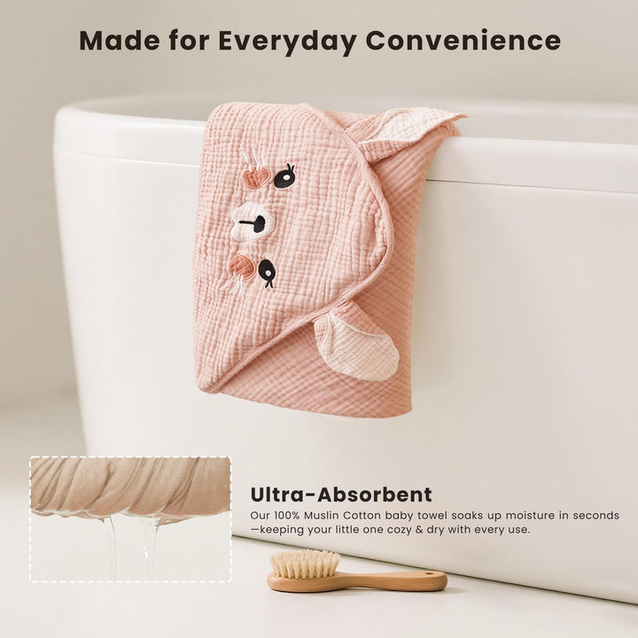 Konssy Muslin Hooded Baby Towels - Rabbit,Dear - image 4