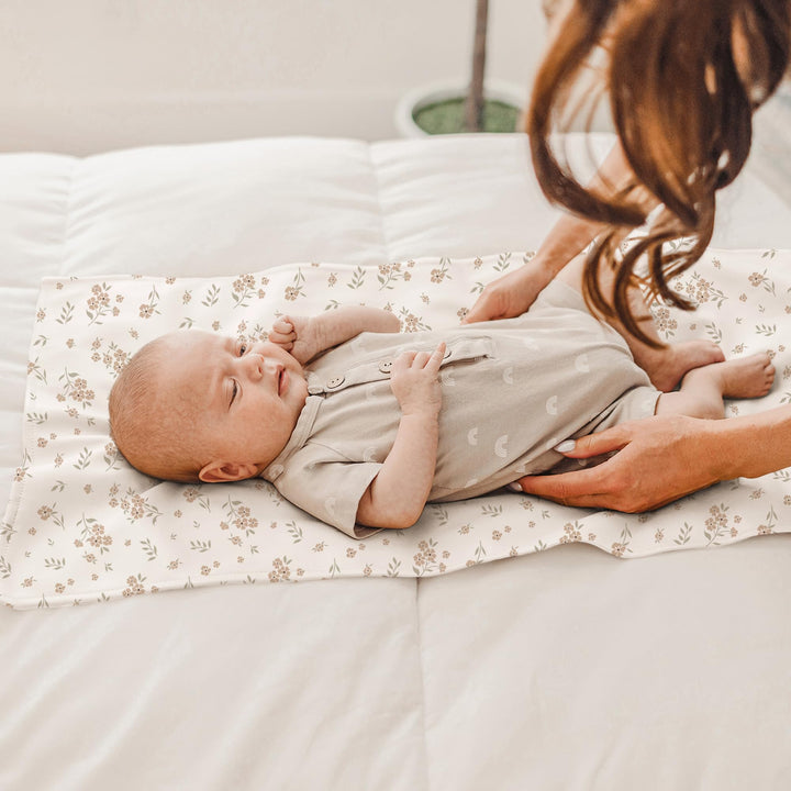 Konssy Faux Leather Waterproof Baby Changing Mat 2 Pack, Regular, 30"x17" - Blossom,Pink - image 3
